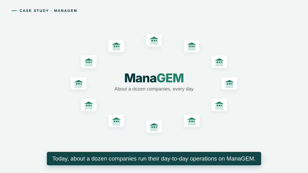 About a dozen companies, every day — illustrated in the ManaGEM case study video